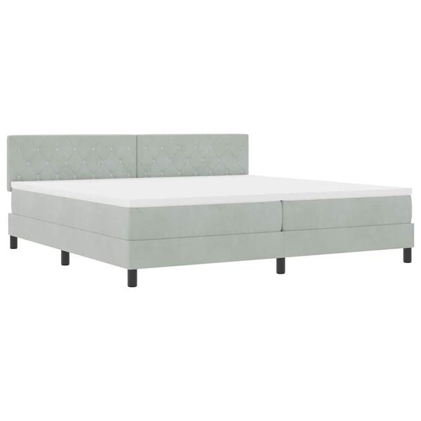 vidaXL Boxspringbed met matras Lichtgrijs 200 x 200 cm Fluweel