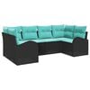 vidaXL Tuinbankenset met kussen 6 pcs Zwart en Turquoise poly rattan