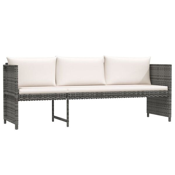vidaXL 6-delige Loungeset met kussens poly rattan grijs