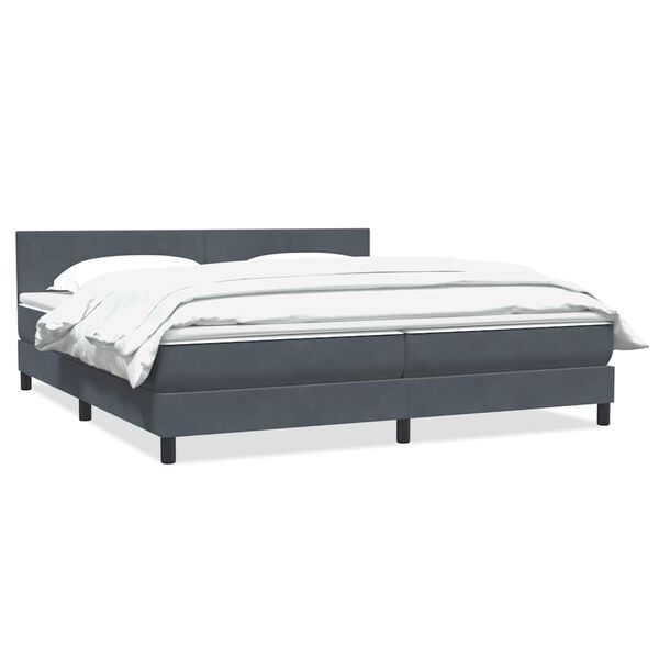 vidaXL Boxspring met matras fluweel donkergrijs 200x210 cm