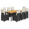 vidaXL 9-delige Bistroset met kussens poly rattan zwart