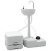 vidaXL Camping Toilet Set 2 st Grijs en Wit Hogedichtheid polyethyleen