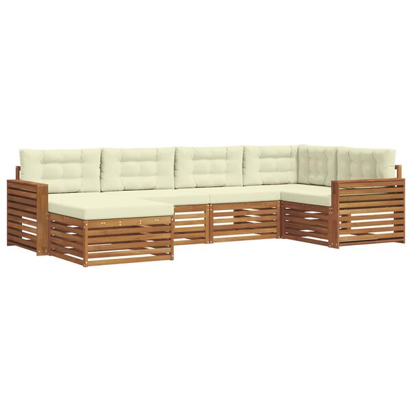 vidaXL Buiten bankenset met kussen 6 pcs Natuurlijk en Cr&egrave;me