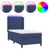 vidaXL Boxspring met matras en LED stof blauw 90x190 cm