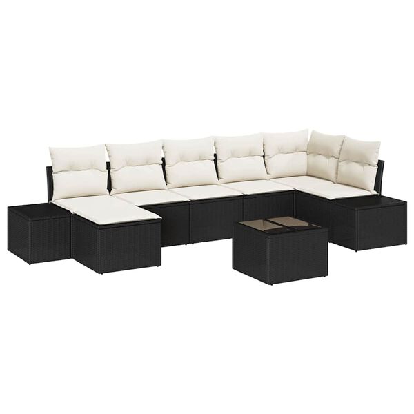 vidaXL Tuin Sofa Set met kussen met opslag 7 pcs Zwart poly rattan