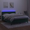 vidaXL Boxspring met matras en LED fluweel donkergroen 140x200 cm