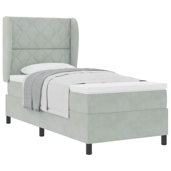 vidaXL Boxspringbed met matras Lichtgrijs 200 x 100 cm Polyester