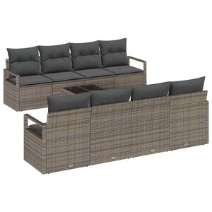 vidaXL Bankstel 7 st 6-Aantal zitplaatsen Grijs poly rattan