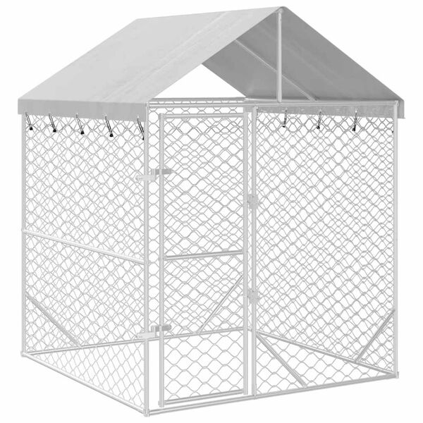 vidaXL Hondenkennel met dak 2x2x2,5 m gegalvaniseerd staal zilver