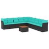 vidaXL 10-delige Loungeset met kussens poly rattan zwart