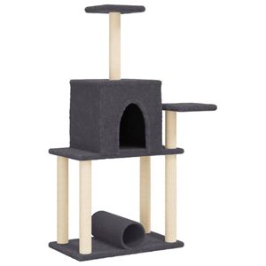 vidaXL Kattenmeubel met sisal krabpalen 122 cm donkergrijs