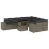 vidaXL 10-delige Loungeset met kussens poly rattan grijs