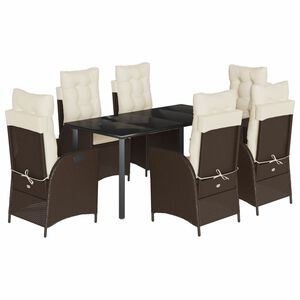 vidaXL 7-delige Tuinset met kussens poly rattan bruin