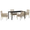 vidaXL Tuin eettafelset met kussen 5 pcs Beige poly rattan