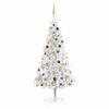 vidaXL Kunstkerstboom met verlichting en kerstballen 210 cm PET zilver