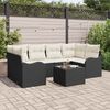 vidaXL Tuin Sofa Set 7 pcs Zwart en Cr&egrave;me Poly rattan, staal en glas