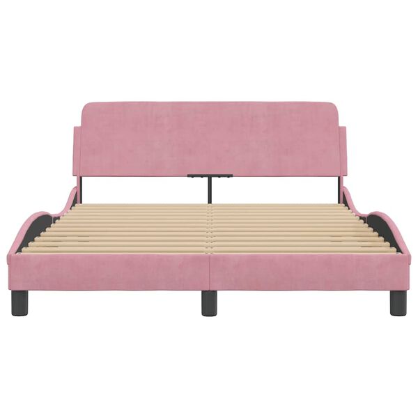 vidaXL Bedframe met hoofdeinde "Dover" 140x190 cm fluweel roze