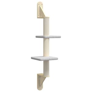 vidaXL Kattenmeubel wandgemonteerd met krabpaal 108 cm lichtgrijs