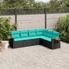 vidaXL 6-delige Loungeset met kussens poly rattan zwart