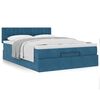 vidaXL Ottoman bed met matras 140x190cm fluweel donkerblauw