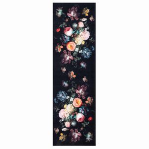 vidaXL Keuken Vloerkleed Zwart 150 x 45 cm Fluweel