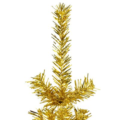 vidaXL Kunstkerstboom half met standaard smal 210 cm goudkleurig