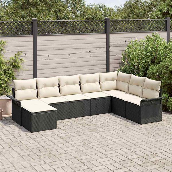 vidaXL Tuin Sofa Set met kussen met opslag 8 pcs Zwart Poly riet