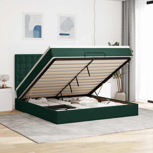 vidaXL Ottoman bed met matrassen en LED's 160x200cm fluweel