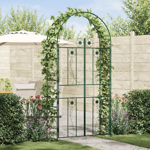 vidaXL Tuin Boog Effen Groen 115 x 37 x 226 cm