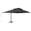 vidaXL Zwevende parasol met dubbele bovenkant zwart 400x300 cm