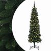 vidaXL Smalle kunstkerstboom met kerstballen 210 cm 300 LED's Warmwit