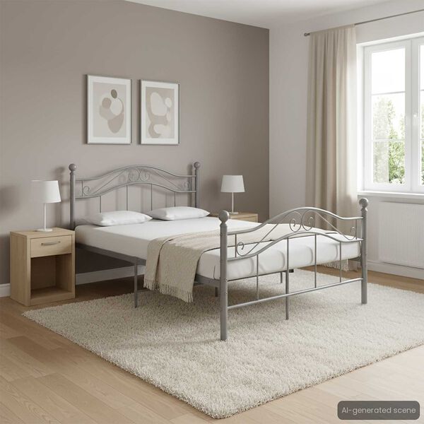 vidaXL Bedframe metaal grijs 120x200 cm