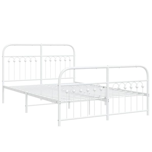 vidaXL Bedframe met hoofd- en voeteneinde metaal wit 137x190 cm