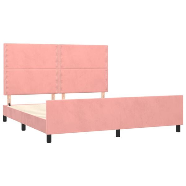 vidaXL Bedframe met hoofdeinde fluweel roze 180x200 cm