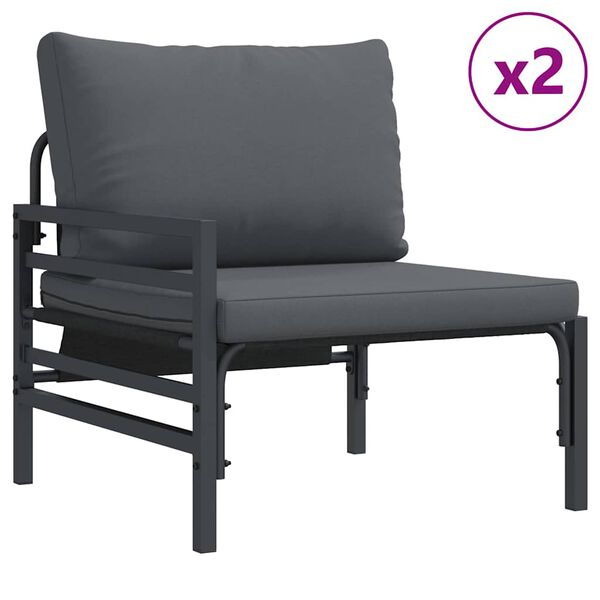 vidaXL Tuin Sofa Set met kussen Antraciet Staal