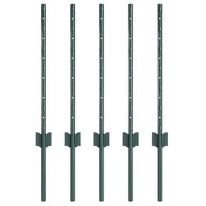 vidaXL Ingegraven hekpaal 5 st Groen 100 cm Gepoedercoat staal
