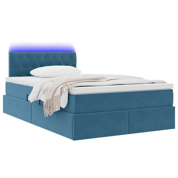 vidaXL Opbergbed met LED met matras met LED Blauw 120 x 190 cm Fluweel