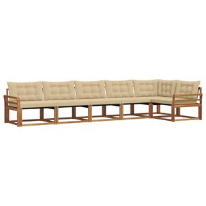 vidaXL Buiten bankenset met kussen 6 pcs Natuurlijk en Beige