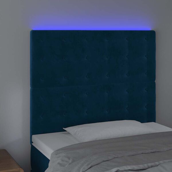 vidaXL Hoofdbord LED 90x5x118/128 cm fluweel donkerblauw