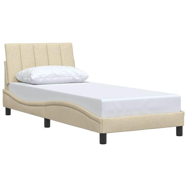 vidaXL Bedframe zonder matras "Hanko" 90x190 cm stof cr&egrave;mekleurig