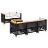 vidaXL 6-delige Loungeset met kussens poly rattan zwart