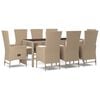 vidaXL 9-delige Tuinset met kussens poly rattan beige