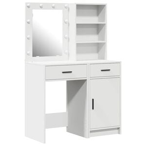 vidaXL Make-up tafel set met LED 2 st Wit Bewerkt hout
