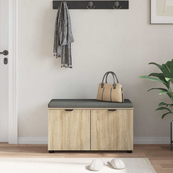 vidaXL Halbank met kussen met opslag Sonoma Eiken 80 x 46 x 46 cm