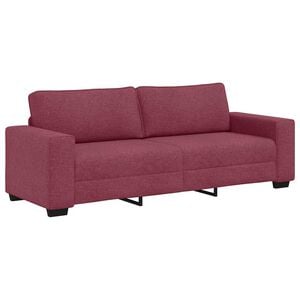 vidaXL 3-zitsbank wijnrood 220x77x82 cm stof