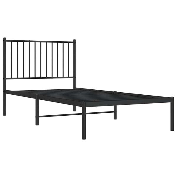 vidaXL Bedframe met hoofdbord metaal zwart 90x190 cm