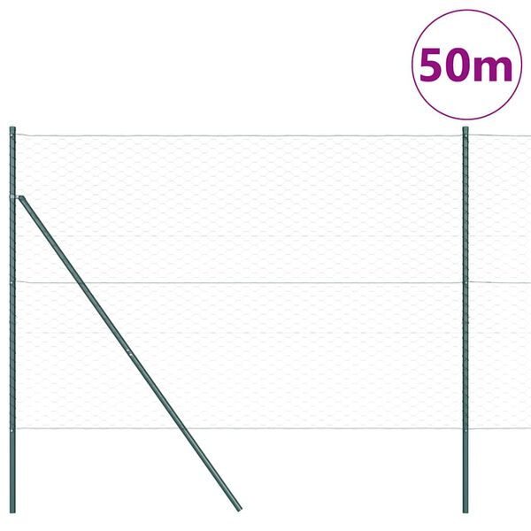 vidaXL Afrasteringspaal Grijs 50 x 1,6 m (50 mm gaas) Staal en PVC