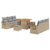 vidaXL Tuin Sofa Set met kussen 9 pcs Beige poly rattan