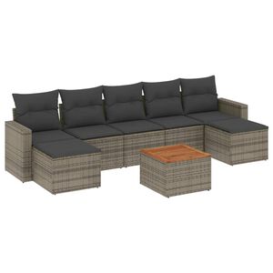 vidaXL 8-delige Loungeset met kussens poly rattan grijs