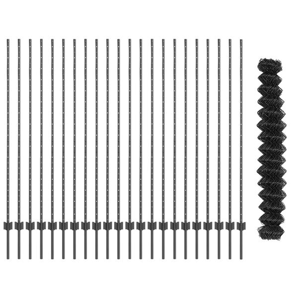 vidaXL Hek met Paal Grijs 1,6 x 25 m Staal en PVC